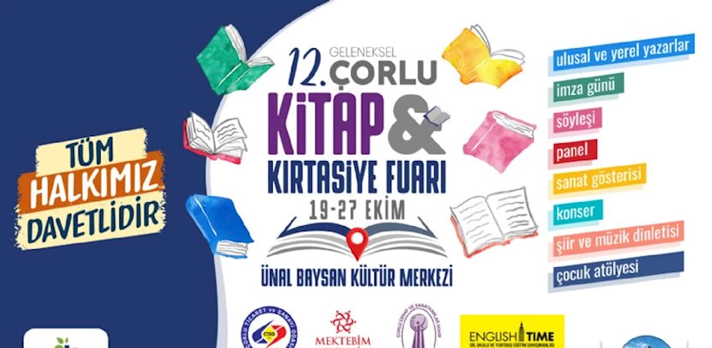 12. Çorlu Kitap ve Kırtasiye Fuarı Kapılarını Açıyor