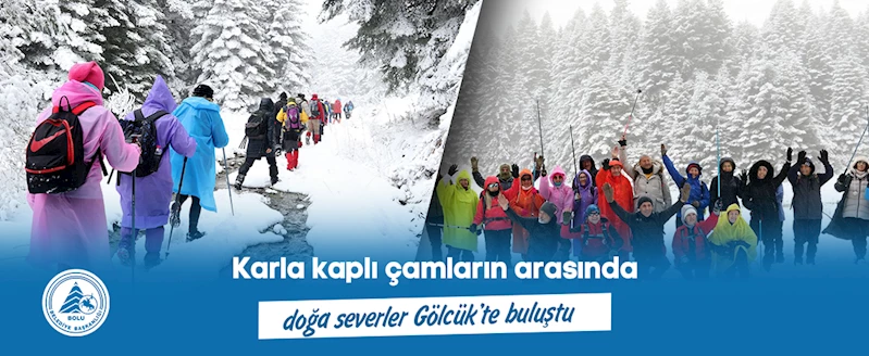 Karla kaplı çamların arasında doğa severler Gölcük’te buluştu