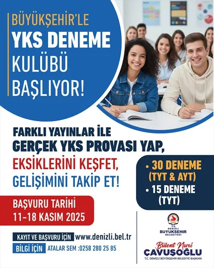Denizli Büyükşehir Belediyesi YKS Deneme Kulübü Başlıyor