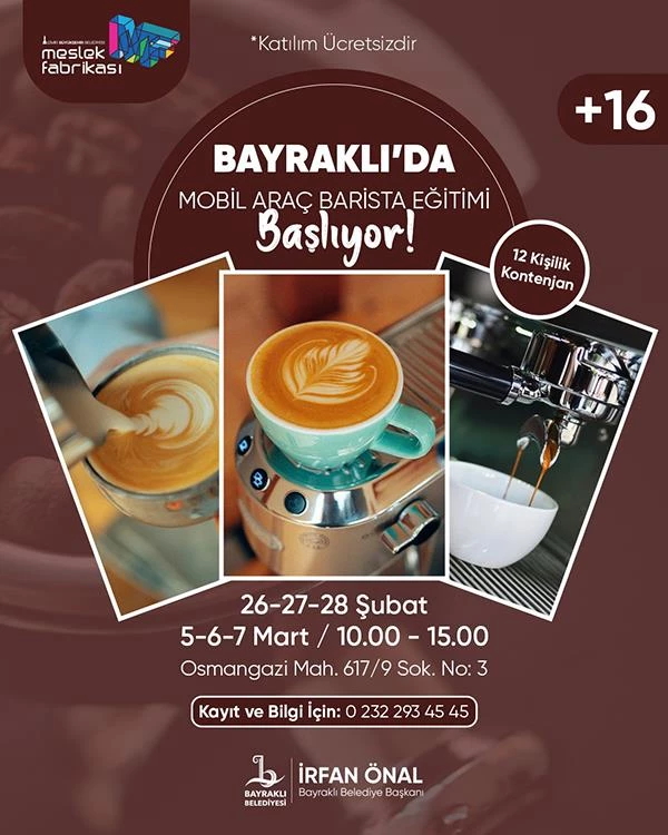 Bayraklı Belediyesinden ücretsiz ‘barista’ kursu