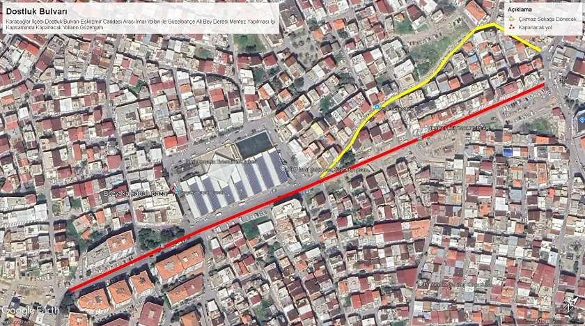 Dostluk Bulvarı çalışmaları kapsamında Bozyaka’da ulaşım düzenlemesi