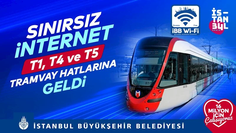 İBB’DEN TRAMVAY HATLARINA ÜCRETSİZ İNTERNET