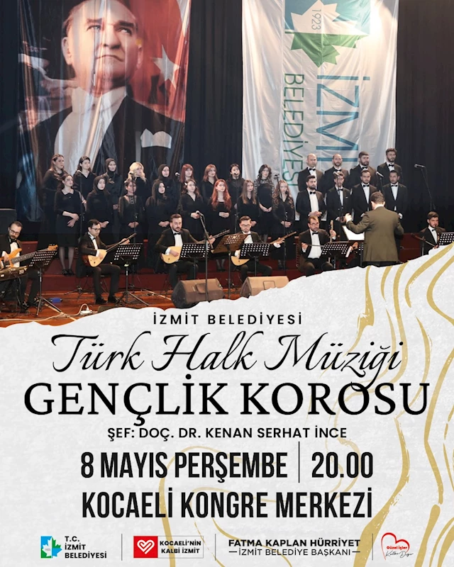 İZMİT BELEDİYESİ TÜRK HALK MÜZİĞİ GENÇLİK KOROSU 8 MAYIS’TA TÜRKÜ ZİYAFETİ VERECEK