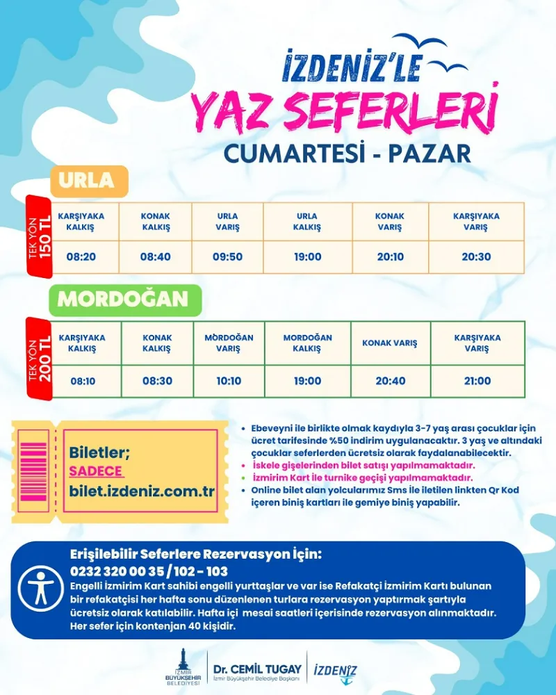 İZDENİZ’in Yaz Seferleri ile istikamet Urla ve Mordoğan